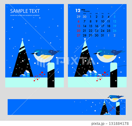 12月のクリスマス,カレンダーと表紙デザイン,バナー 131884178