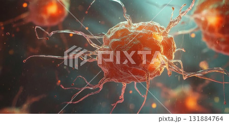 Explore Microscopic Cell with Tentacles and Detailed Surface in Biological World Explore Microscopic Cell with Tentacles and Detailed Surface in Biological World 131884764