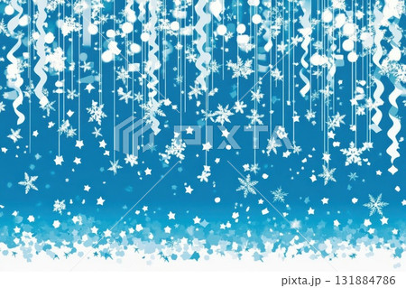 Celebrate Winter With Star Snowflakes Falling On Blue Background, Holiday Theme 131884786