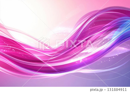Experience flowing purple waves and sparkles, with gentle line Art concept 131884911