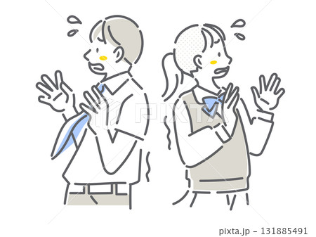 何かを怖がる高校生 シンプルでお洒落な線画イラスト 何かを怖がる高校生 シンプルでお洒落な線画イラスト 131885491