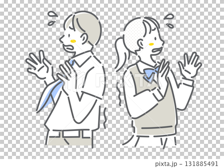 何かを怖がる高校生 シンプルでお洒落な線画イラスト 何かを怖がる高校生 シンプルでお洒落な線画イラスト 131885491