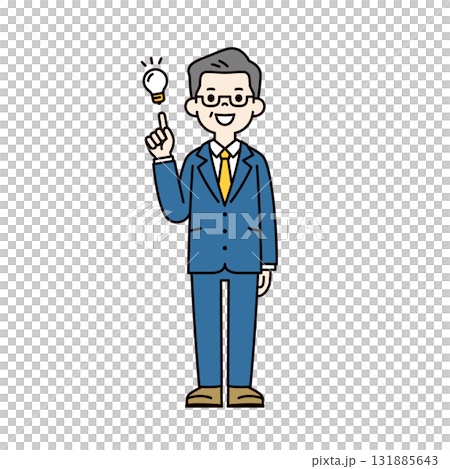 いいアイデアが思いついた、年配の代表取締役社長のシンプルな全身ベクターイラスト素材 131885643