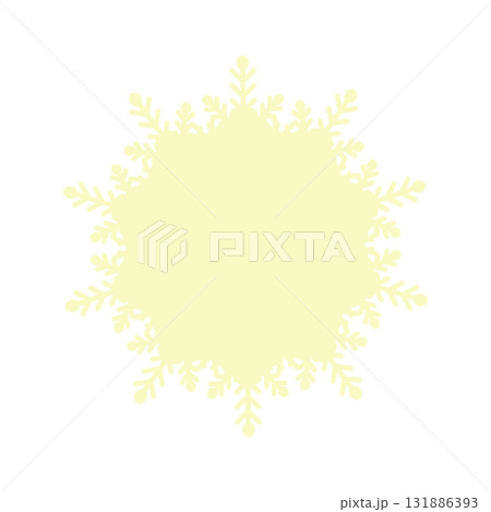 黄色いレース風フレーム枠イラスト素材　雪の結晶イメージ　白背景　ベクターpng透明 131886393
