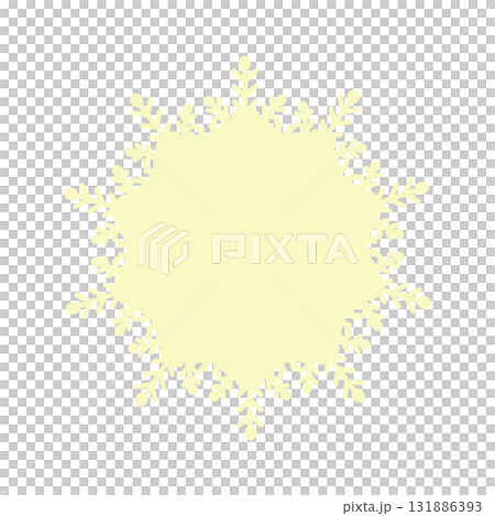Yellow lace-style frame illustration material, snowflake image, white background, vector png transparent 131886393