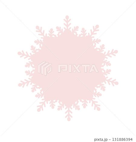 ナチュラルなレース風フレーム枠イラスト素材　雪の結晶イメージ　白バック　ベクターpng透明 131886394