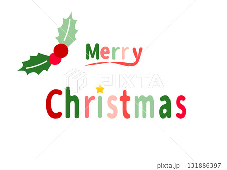クリスマスのロゴ文字デザイン　カラフル　かわいい白背景ベクターpng透明 131886397
