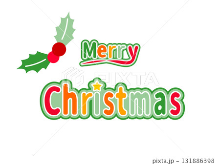 クリスマスのロゴ文字イラスト　かわいい白背景ベクターpng透明 131886398
