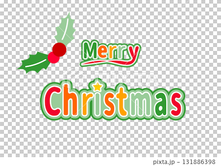 クリスマスのロゴ文字イラスト　かわいい白背景ベクターpng透明 131886398