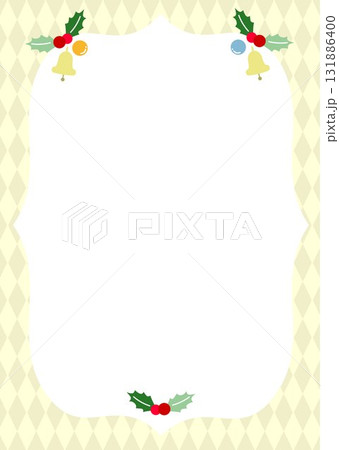 オシャレかわいいクリスマス背景フレーム枠イラスト素材　縦コピースペース　チラシ　フライヤー　ベクター 131886400