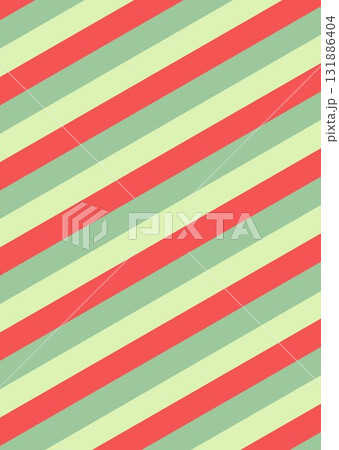 クリスマスカラーくすみ赤緑色の斜線ストライプ柄のパターン背景素材　縦チラシ　フライヤー　ベクター 131886404