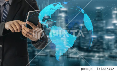Global network connection visualization showing data exchange Thunk Global network connection visualization showing data exchange Thunk 131887332