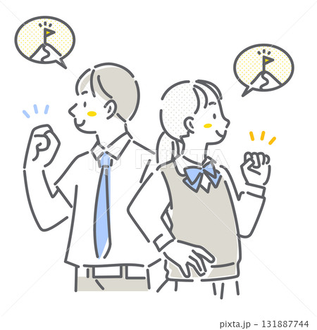 目標達成を目指す高校生 シンプルでお洒落な線画イラスト 目標達成を目指す高校生 シンプルでお洒落な線画イラスト 131887744