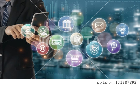 Digital Service Ecosystem and Business Icon Network Marrow 131887892