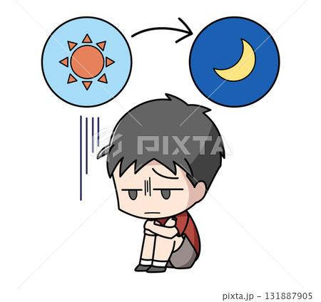 一日中落ち込んでいる男子のイラスト 一日中落ち込んでいる男子のイラスト 131887905