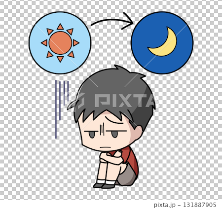 一日中落ち込んでいる男子のイラスト 一日中落ち込んでいる男子のイラスト 131887905