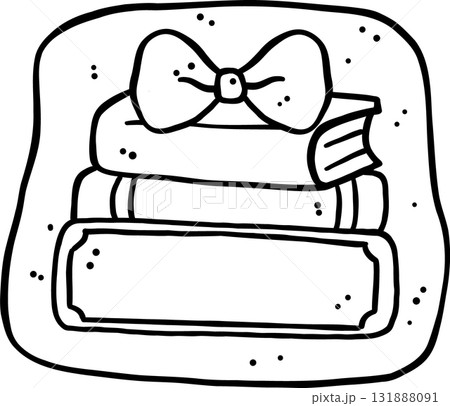 Coquette Preppy Christmas Bookish Reading outline, Gingerbread Cookie in Stack of Books Shape Cartoon Hand Drawn 131888091