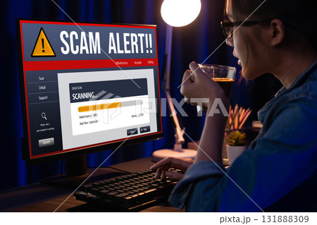 Cyber security software show alert of cyber attack for protection brisk 131888309