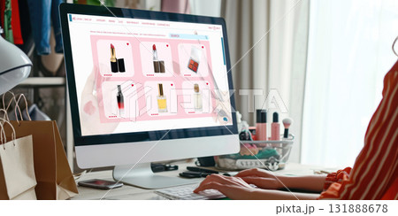 Online shopping screen on internet marketplace showing sale items on web brisk Online shopping screen on internet marketplace showing sale items on web brisk 131888678