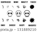 手描き風の驚きのイラストセット 131889210