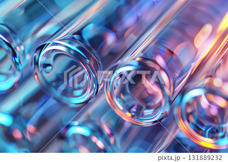 試験管の光沢が美しい化学的抽象背景（研究・テクノロジー・未来感） 131889232