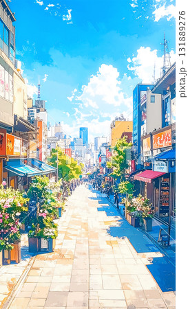 商店街と青空の風景 131889276