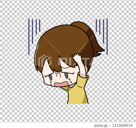 Illustration of a girl crying due to anxiety 131889614