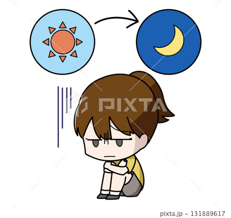 一日中落ち込んでいる女子のイラスト 131889617