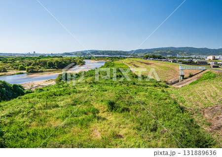 木津川風景　新木津川大橋からの景観　京都府八幡市 131889636