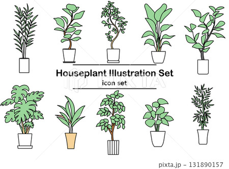 イラスト素材: 観葉植物のアイコンセット 131890157