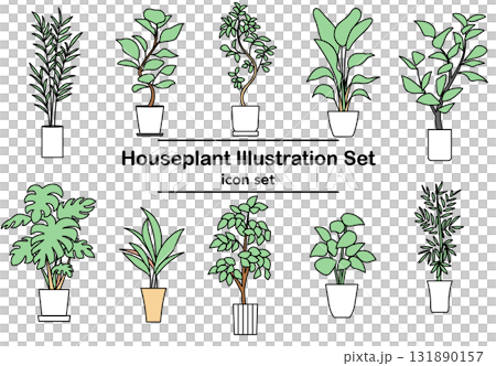 イラスト素材: 観葉植物のアイコンセット 131890157