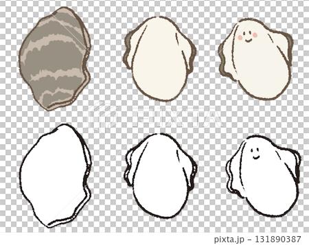 手描きの牡蠣セット 131890387