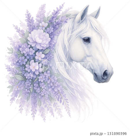 油彩×水彩馬~華やかな花を添えて~ PNG(透過) 油彩×水彩馬~華やかな花を添えて~ PNG(透過) 131890396