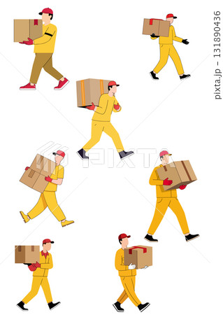 Delivery Workers Carrying Boxes Delivery Workers Carrying Boxes 131890436