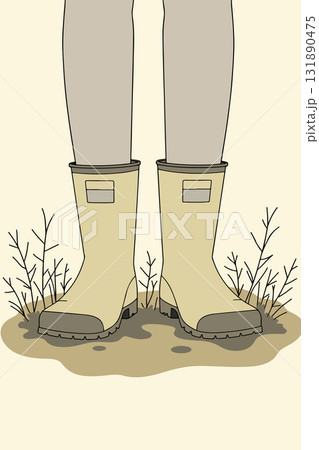 Cartoon Wellies in Mud 131890475
