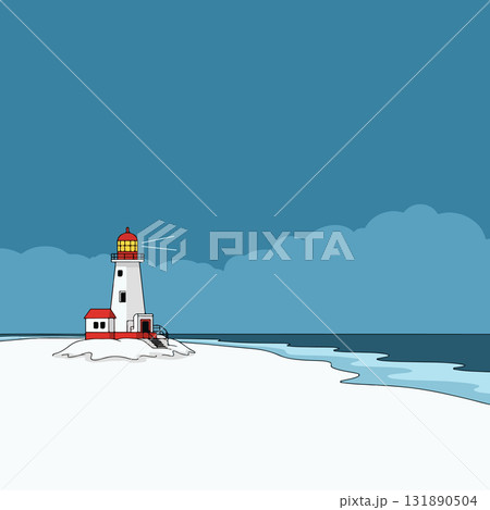 Lighthouse on a Snowy Coast 131890504