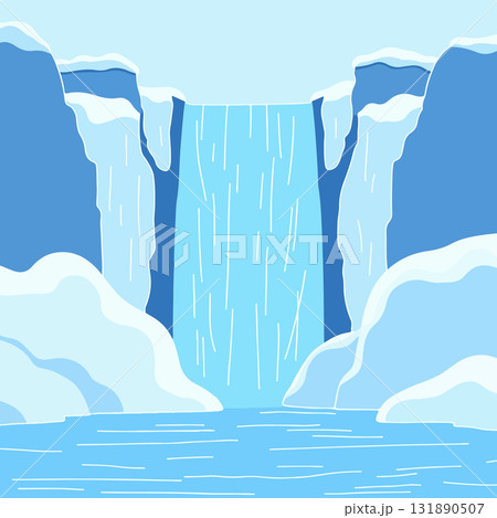 Frozen Waterfall Landscape 131890507