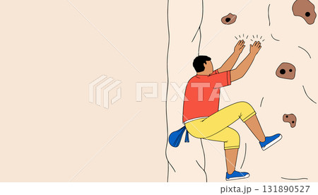 Man Rock Climbing on Indoor Wall 131890527
