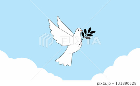 Dove of Peace with Olive Branch Dove of Peace with Olive Branch 131890529