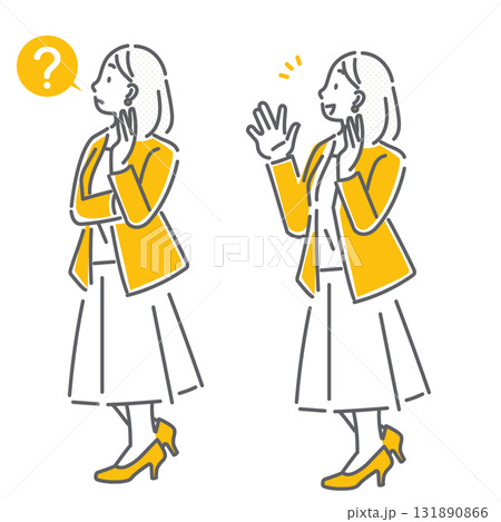 疑問が解消されるビジネスウーマン シンプルでお洒落な線画イラスト 疑問が解消されるビジネスウーマン シンプルでお洒落な線画イラスト 131890866