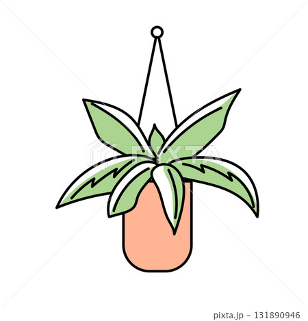 イラスト素材: 吊り鉢の観葉植物イラスト 131890946