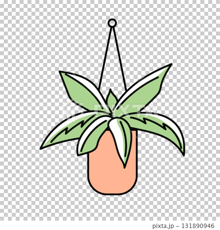 イラスト素材: 吊り鉢の観葉植物イラスト 131890946