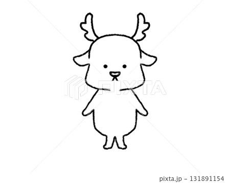 かわいいトナカイの白黒イラスト かわいいトナカイの白黒イラスト 131891154