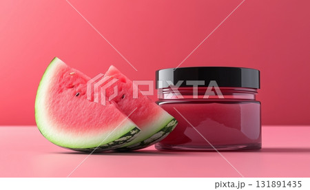 Watermelon gel mask for natural organic fruit ingredient or transparent jar 131891435