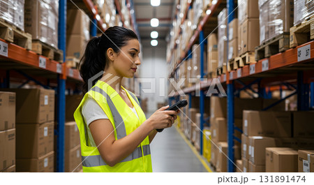 物流現場でのデジタル在庫管理 131891474
