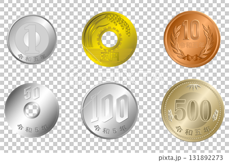 円をイメージしたコインのイラスト素材 131892273