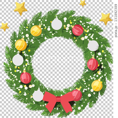 Christmas wreath decorated with ornaments (vector) Christmas wreath decorated with ornaments (vector) 131892389