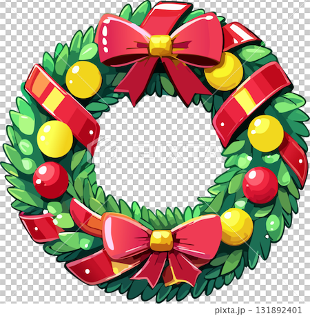 Christmas wreath decorated with ornaments (vector) 131892401