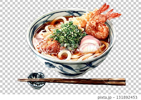 Tempura udon illustration (watercolor style) 131892453