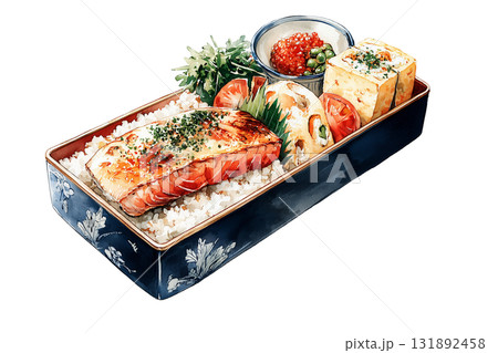 和風弁当のイラスト（水彩風） 131892458